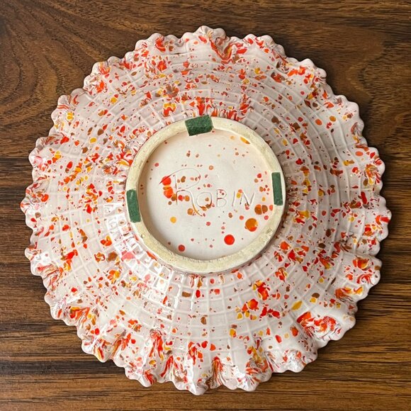 Handmade Studio Art Pottery Ruffled Bowl Signed Robin Mid Century Modern - Picture 8 of 13